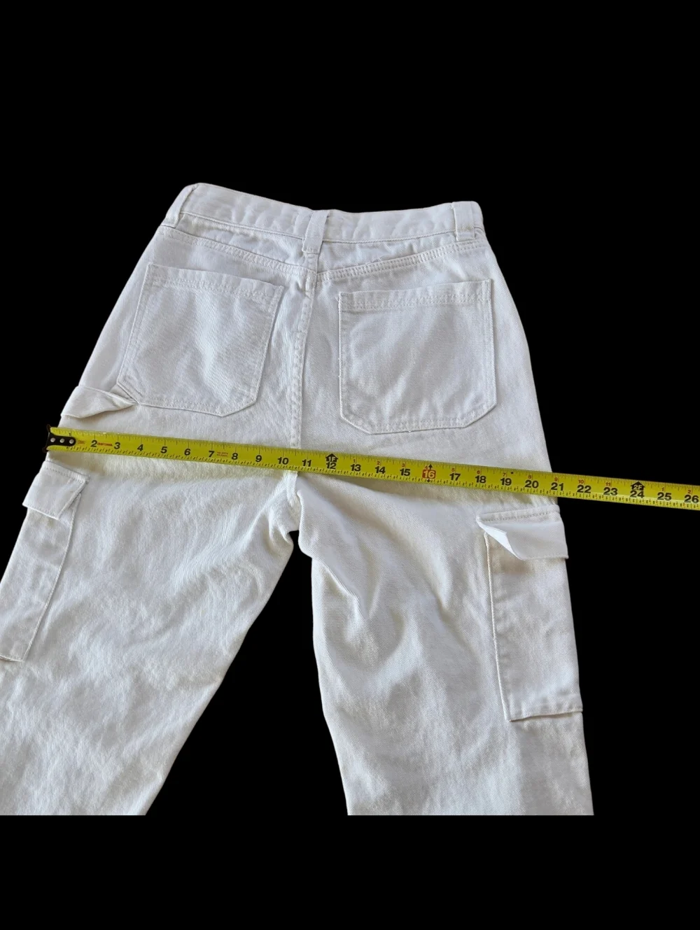 Pacsun Cargo Skate Pants 28 High Waist Off White Rigid Denim Fabric Utility Loop